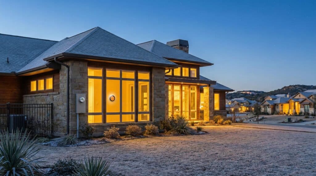 Texas house in the winter